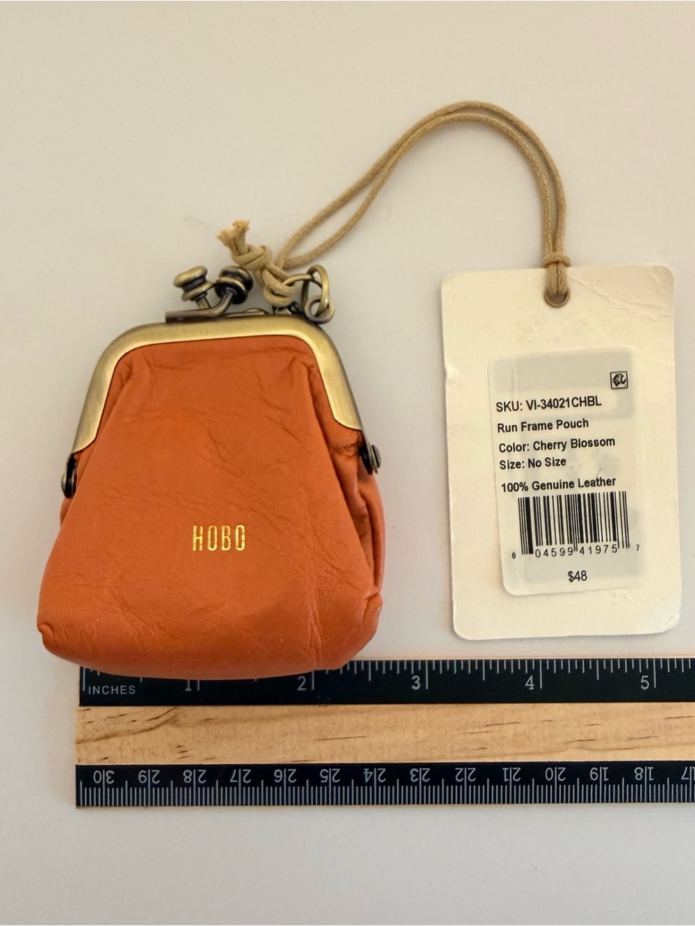 NWT HOBO Run Frame Pouch Cherry Blossom Leather Coin Purse - Picture 6 of 7